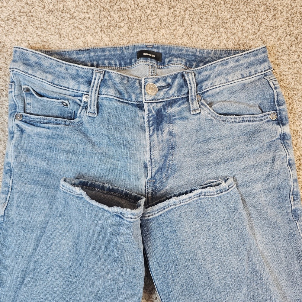 Express Mens Skinny 4-Way Hyper Stretch Light Wash Denim Jeans 29x32